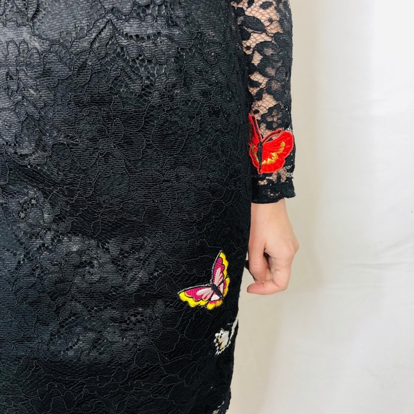 Nicole Miller Black Lace Butterfly Dress 0878 - Picture 3 of 8